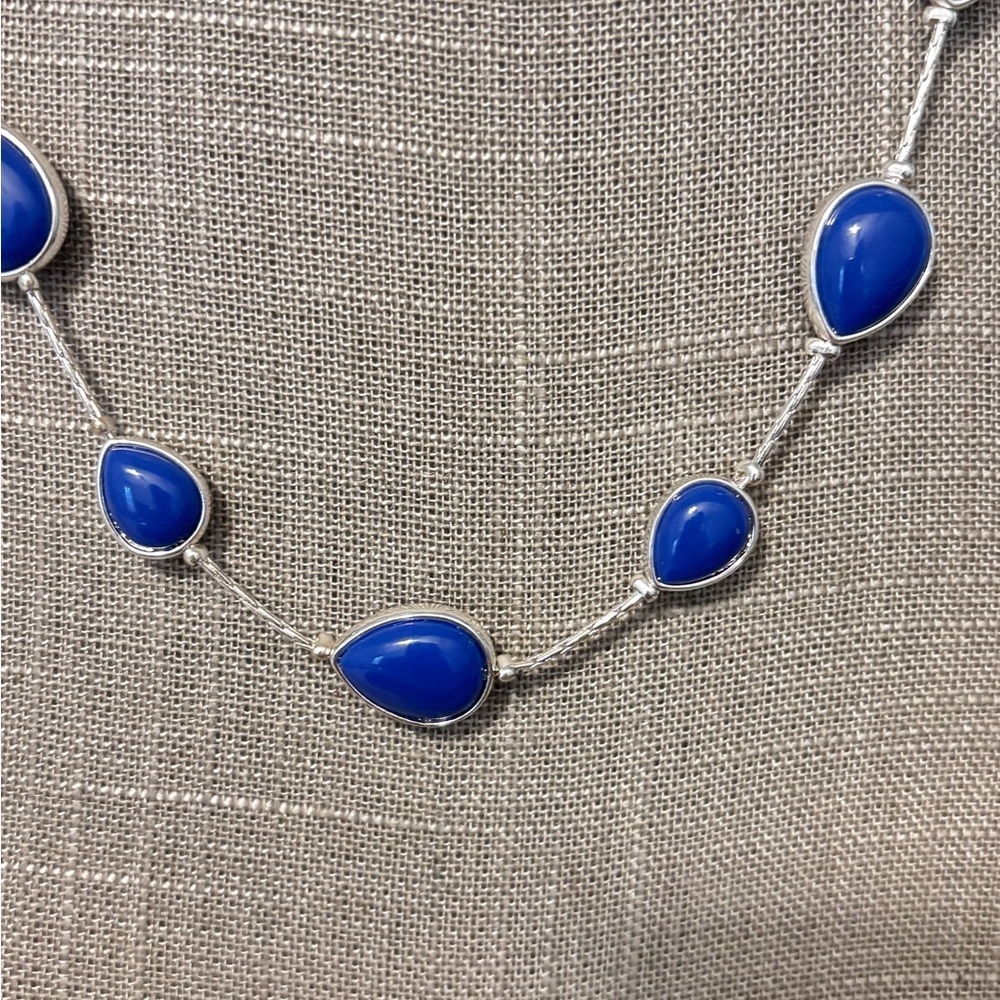 Pappagallo Blue Enamel Silver Plated Bead Necklace - Picture 3 of 5